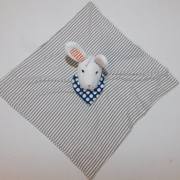 IKEA LEKA White Gray Striped Bunny Rabbit Security Blanket Baby Lovey nunu - Picture 3 of 7